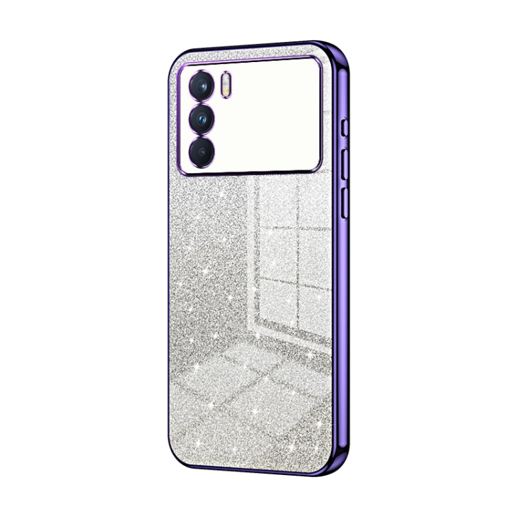 For OPPO K9 Pro Gradient Glitter Powder Electroplated Phone Case(Purple) by buy2fix