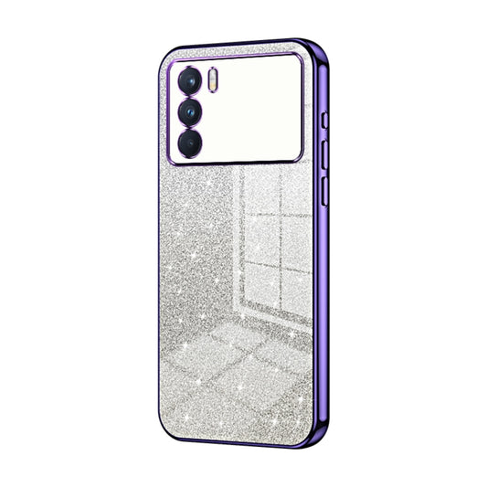 For OPPO K9 Pro Gradient Glitter Powder Electroplated Phone Case(Purple) by buy2fix