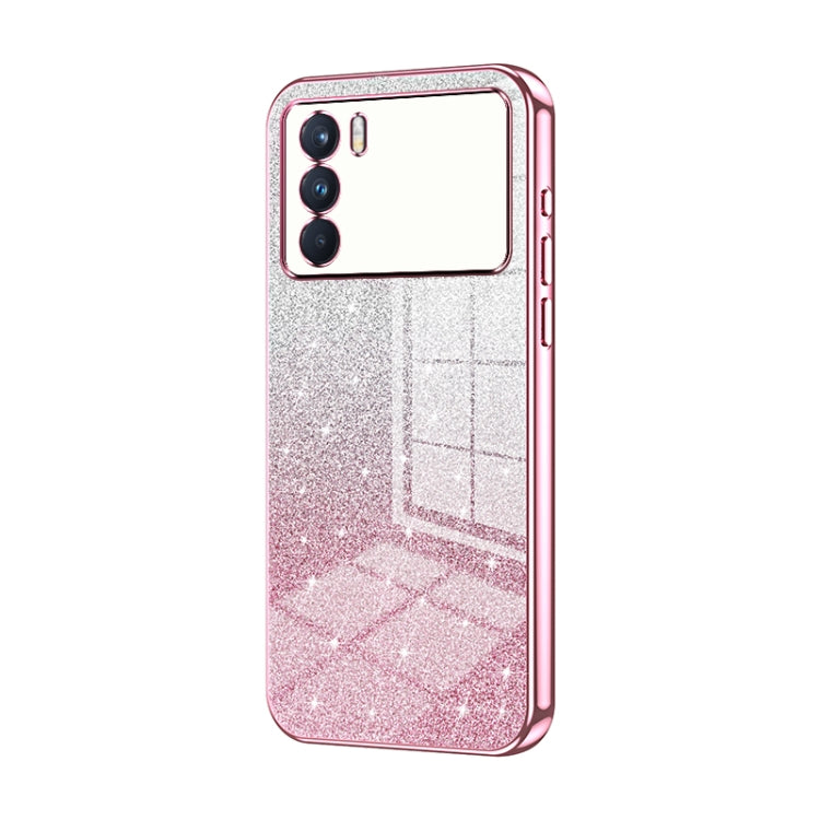 For OPPO K9 Pro Gradient Glitter Powder Electroplated Phone Case(Pink) by buy2fix