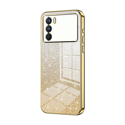 For OPPO K9 Pro Gradient Glitter Powder Electroplated Phone Case(Gold) by buy2fix