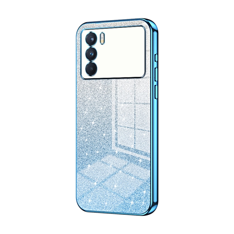 For OPPO K9 Pro Gradient Glitter Powder Electroplated Phone Case(Blue) by buy2fix