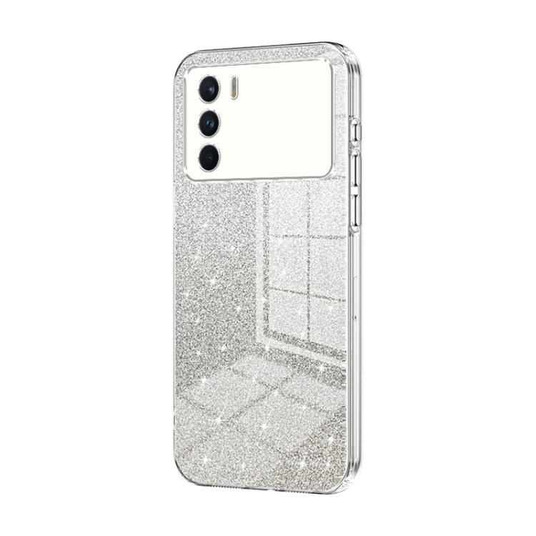 For OPPO K9 Pro Gradient Glitter Powder Electroplated Phone Case(Transparent) by buy2fix