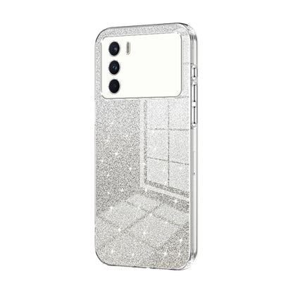 For OPPO K9 Pro Gradient Glitter Powder Electroplated Phone Case(Transparent) by buy2fix