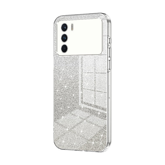 For OPPO K9 Pro Gradient Glitter Powder Electroplated Phone Case(Transparent) by buy2fix