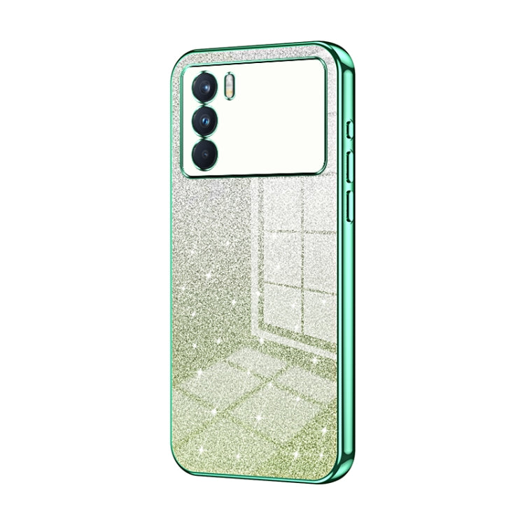 For OPPO K9 Pro Gradient Glitter Powder Electroplated Phone Case(Green) by buy2fix