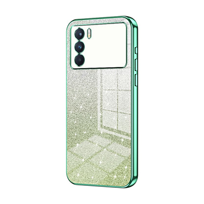 For OPPO K9 Pro Gradient Glitter Powder Electroplated Phone Case(Green) by buy2fix
