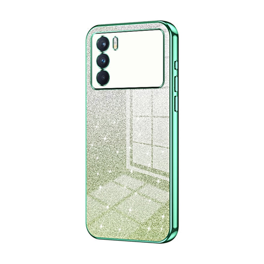For OPPO K9 Pro Gradient Glitter Powder Electroplated Phone Case(Green) by buy2fix