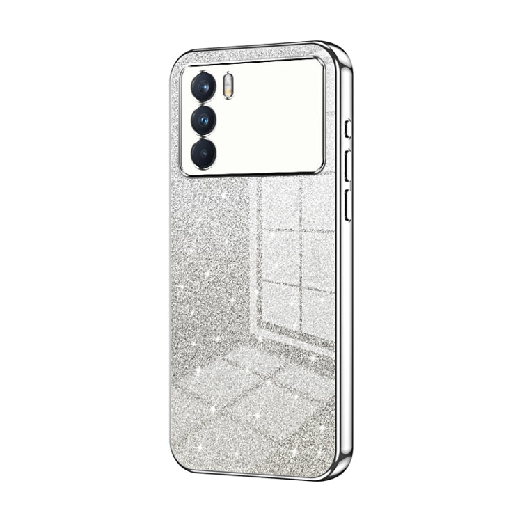For OPPO K9 Pro Gradient Glitter Powder Electroplated Phone Case(Silver) by buy2fix