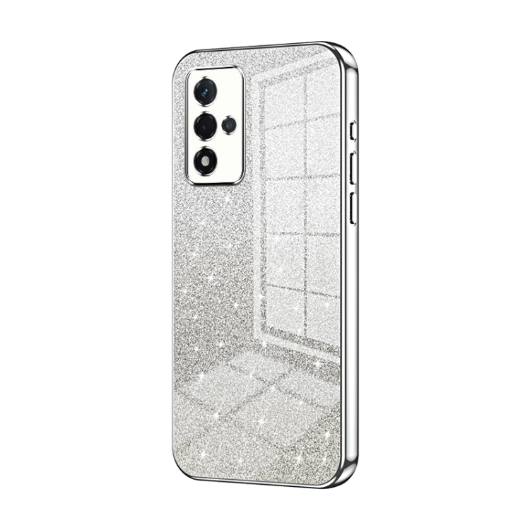 For OPPO A93s 5G Gradient Glitter Powder Electroplated Phone Case(Silver) by buy2fix