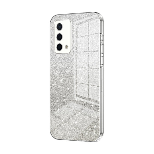 For OPPO K9 Gradient Glitter Powder Electroplated Phone Case(Transparent)