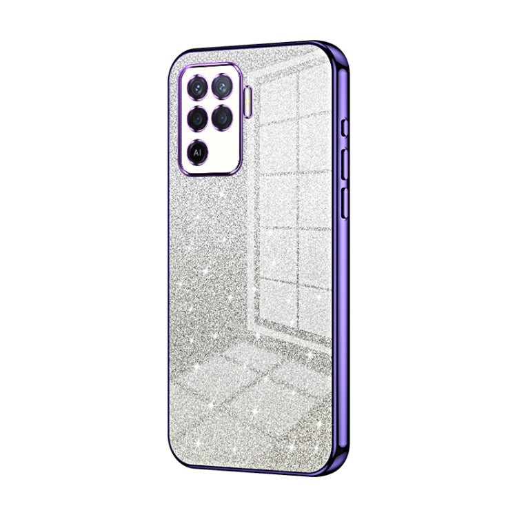 For OPPO A94 4G Gradient Glitter Powder Electroplated Phone Case(Purple) by buy2fix