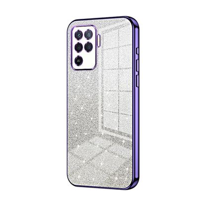 For OPPO A94 4G Gradient Glitter Powder Electroplated Phone Case(Purple) by buy2fix