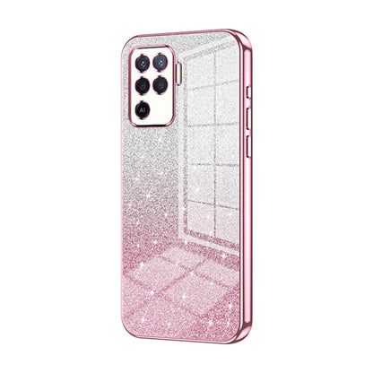 For OPPO A94 4G Gradient Glitter Powder Electroplated Phone Case(Pink) by buy2fix