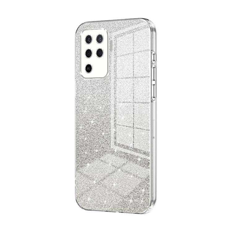 For OPPO A94 4G Gradient Glitter Powder Electroplated Phone Case(Transparent) by buy2fix
