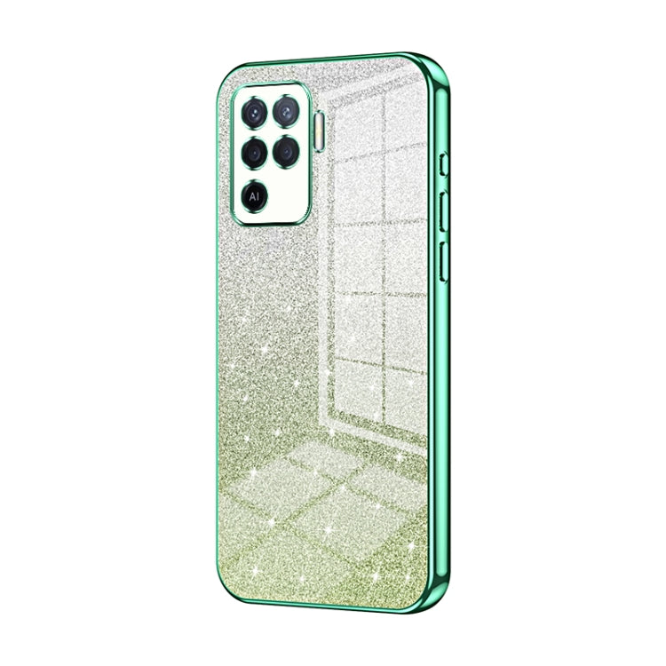 For OPPO A94 4G Gradient Glitter Powder Electroplated Phone Case(Green) by buy2fix