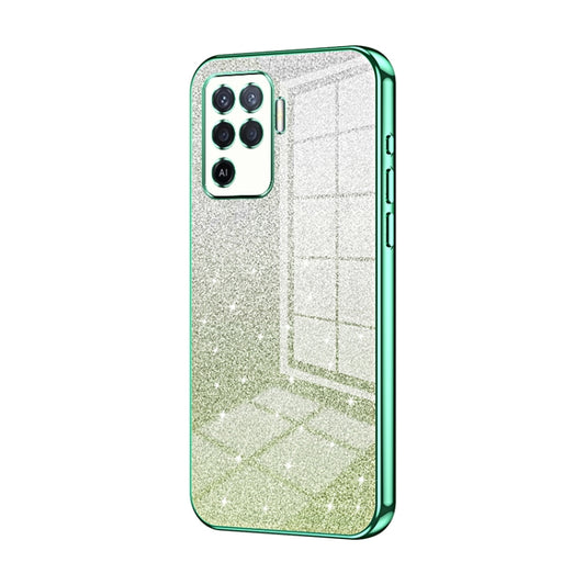 For OPPO A94 4G Gradient Glitter Powder Electroplated Phone Case(Green) by buy2fix