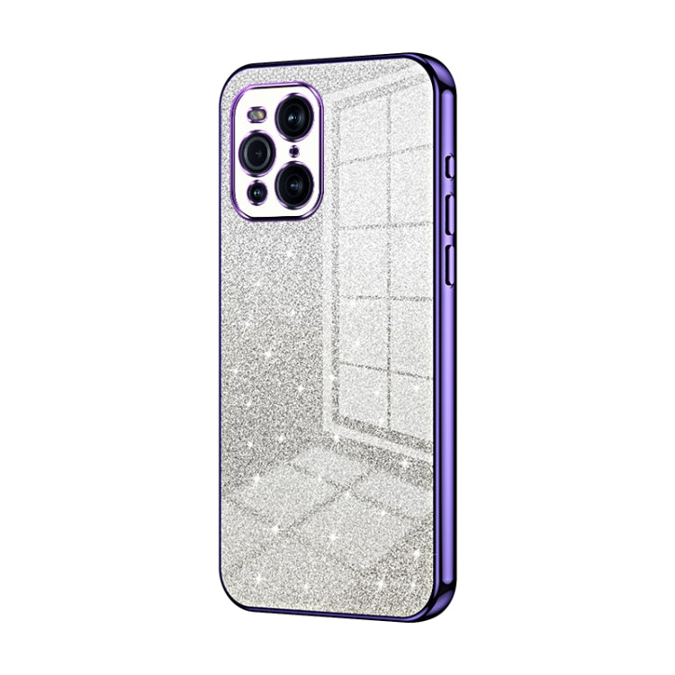 For OPPO Find X3 / Find X3 Pro Gradient Glitter Powder Electroplated Phone Case(Purple) by buy2fix