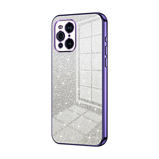 For OPPO Find X3 / Find X3 Pro Gradient Glitter Powder Electroplated Phone Case(Purple) by buy2fix
