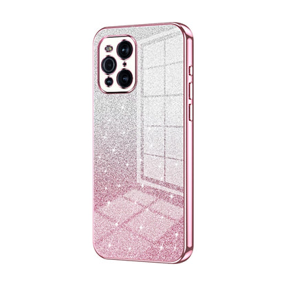 For OPPO Find X3 / Find X3 Pro Gradient Glitter Powder Electroplated Phone Case(Pink) by buy2fix