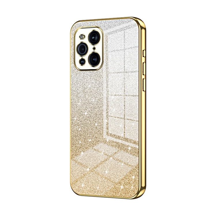 For OPPO Find X3 / Find X3 Pro Gradient Glitter Powder Electroplated Phone Case(Gold) by buy2fix