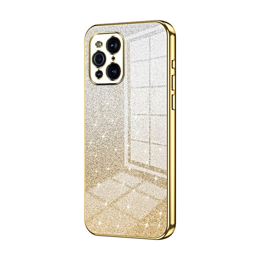 For OPPO Find X3 / Find X3 Pro Gradient Glitter Powder Electroplated Phone Case(Gold) by buy2fix