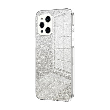 For OPPO Find X3 / Find X3 Pro Gradient Glitter Powder Electroplated Phone Case(Transparent) by buy2fix
