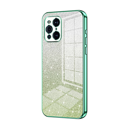 For OPPO Find X3 / Find X3 Pro Gradient Glitter Powder Electroplated Phone Case(Green) by buy2fix