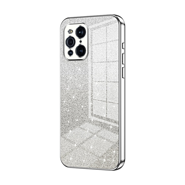 For OPPO Find X3 / Find X3 Pro Gradient Glitter Powder Electroplated Phone Case(Silver) by buy2fix