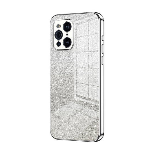 For OPPO Find X3 / Find X3 Pro Gradient Glitter Powder Electroplated Phone Case(Silver) by buy2fix