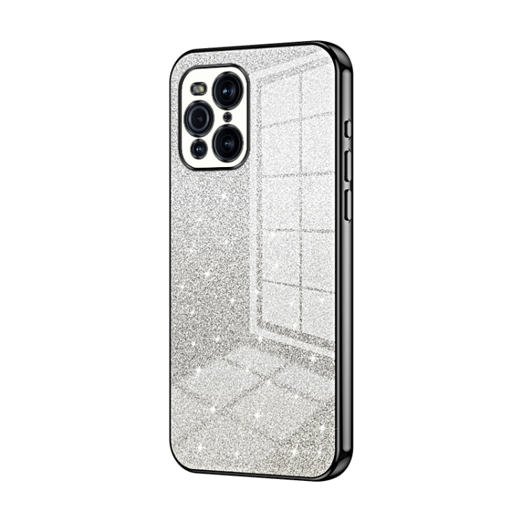 For OPPO Find X3 / Find X3 Pro Gradient Glitter Powder Electroplated Phone Case(Black) by buy2fix