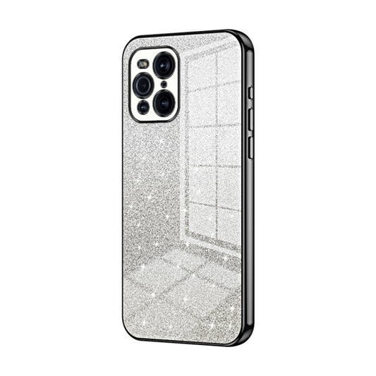 For OPPO Find X3 / Find X3 Pro Gradient Glitter Powder Electroplated Phone Case(Black) by buy2fix