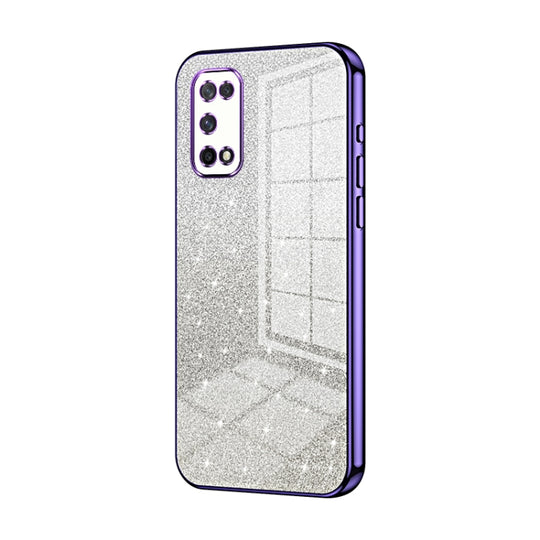 For OPPO K7x / Realme V5 5G Gradient Glitter Powder Electroplated Phone Case(Purple)