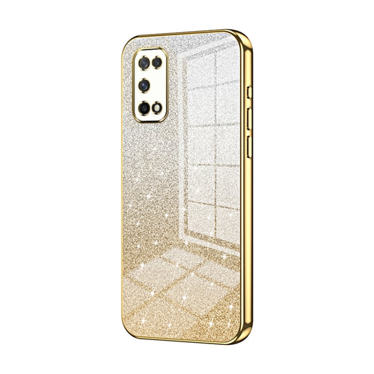 For OPPO K7x / Realme V5 5G Gradient Glitter Powder Electroplated Phone Case(Gold)