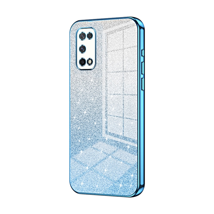 For OPPO K7x / Realme V5 5G Gradient Glitter Powder Electroplated Phone Case(Blue) by buy2fix