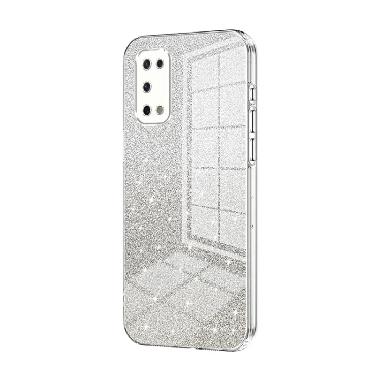 For OPPO K7x / Realme V5 5G Gradient Glitter Powder Electroplated Phone Case(Transparent) by buy2fix