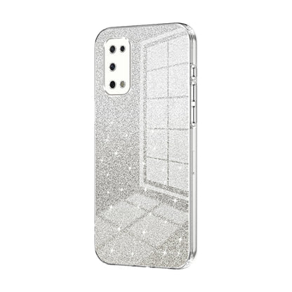 For OPPO K7x / Realme V5 5G Gradient Glitter Powder Electroplated Phone Case(Transparent) by buy2fix