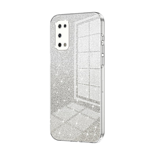 For OPPO K7x / Realme V5 5G Gradient Glitter Powder Electroplated Phone Case(Transparent) by buy2fix
