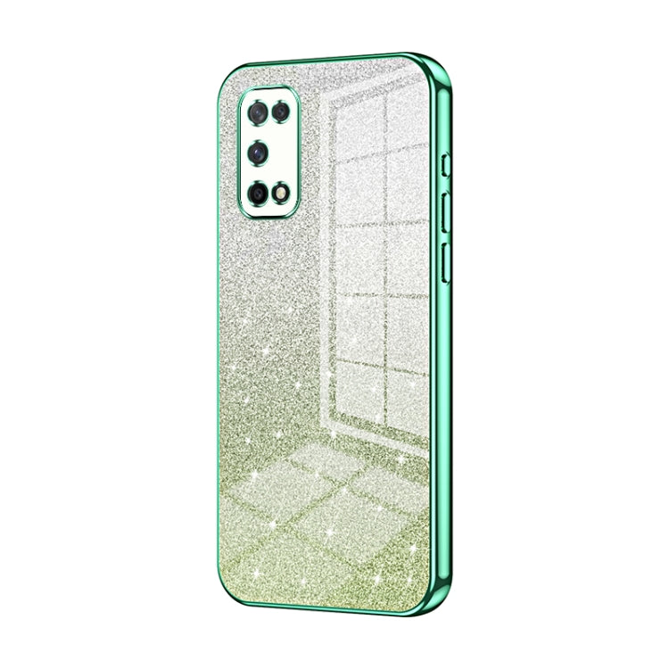 For OPPO K7x / Realme V5 5G Gradient Glitter Powder Electroplated Phone Case(Green) by buy2fix