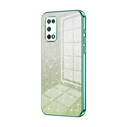 For OPPO K7x / Realme V5 5G Gradient Glitter Powder Electroplated Phone Case(Green) by buy2fix