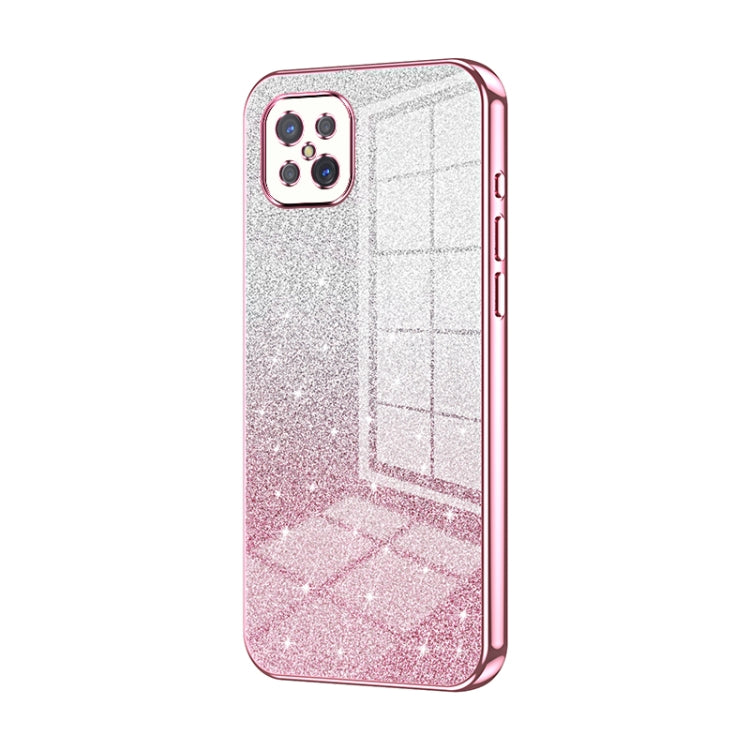For OPPO A92s / Reno4 Z 5G Gradient Glitter Powder Electroplated Phone Case(Pink) by buy2fix