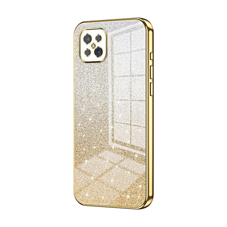 For OPPO A92s / Reno4 Z 5G Gradient Glitter Powder Electroplated Phone Case(Gold) by buy2fix