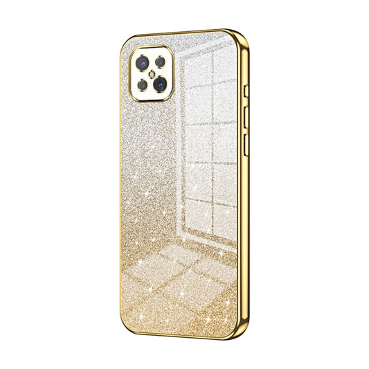 For OPPO A92s / Reno4 Z 5G Gradient Glitter Powder Electroplated Phone Case(Gold) by buy2fix