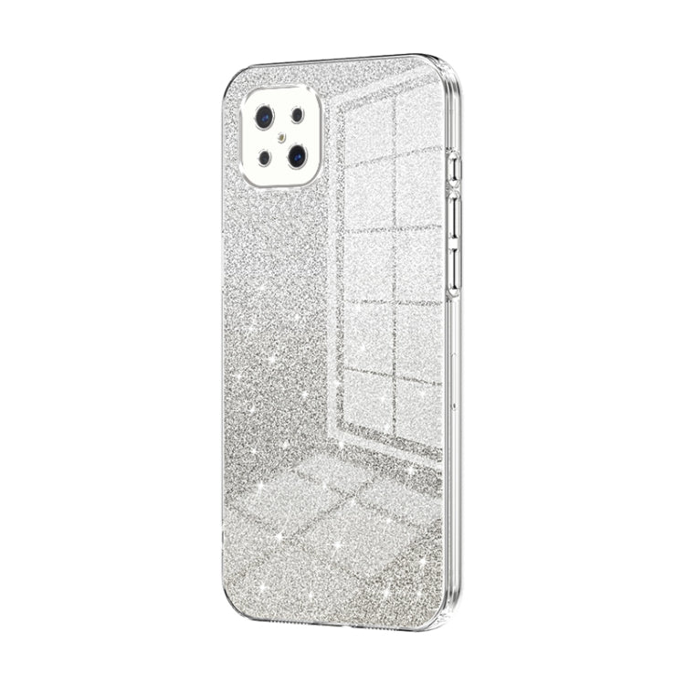 For OPPO A92s / Reno4 Z 5G Gradient Glitter Powder Electroplated Phone Case(Transparent) by buy2fix