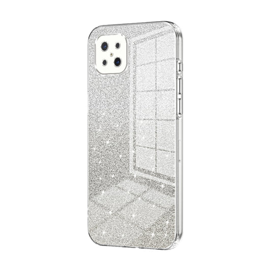 For OPPO A92s / Reno4 Z 5G Gradient Glitter Powder Electroplated Phone Case(Transparent) by buy2fix
