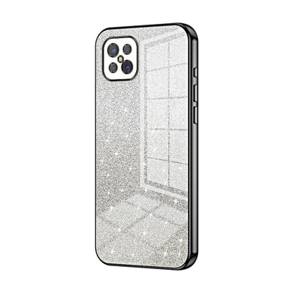 For OPPO A92s / Reno4 Z 5G Gradient Glitter Powder Electroplated Phone Case(Black) by buy2fix