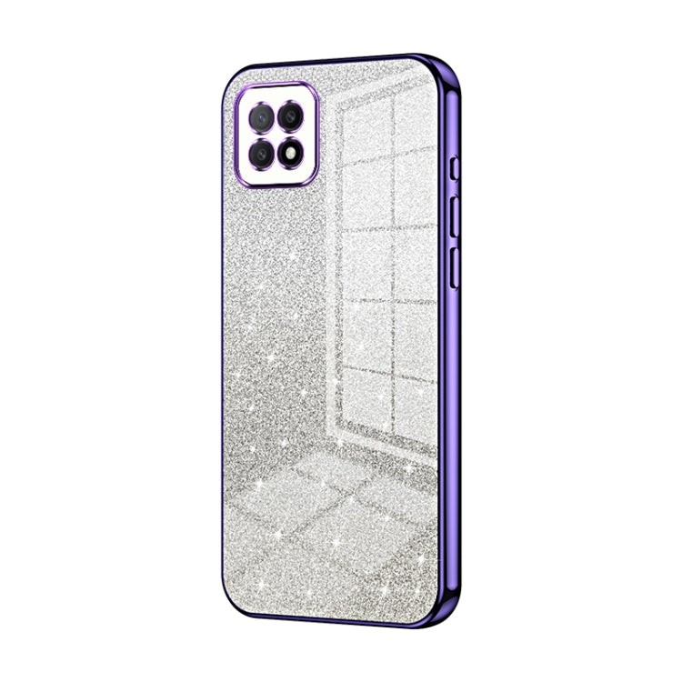 For OPPO A72 5G / A73 5G Gradient Glitter Powder Electroplated Phone Case(Purple) by buy2fix