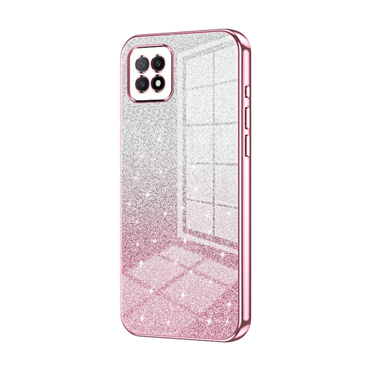 For OPPO A72 5G / A73 5G Gradient Glitter Powder Electroplated Phone Case(Pink) by buy2fix
