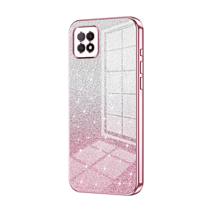 For OPPO A72 5G / A73 5G Gradient Glitter Powder Electroplated Phone Case(Pink) by buy2fix