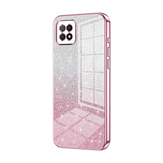 For OPPO A72 5G / A73 5G Gradient Glitter Powder Electroplated Phone Case(Pink) by buy2fix