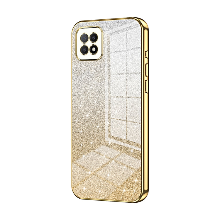 For OPPO A72 5G / A73 5G Gradient Glitter Powder Electroplated Phone Case(Gold) by buy2fix